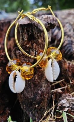 Cowrie Shell Hoops