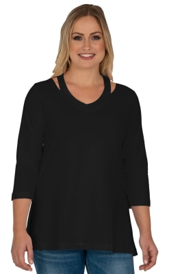 Cut Out Shoulder V-Neck Tunic