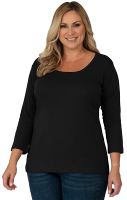 Modern Jewel Neck 3/4 Sleeve Top