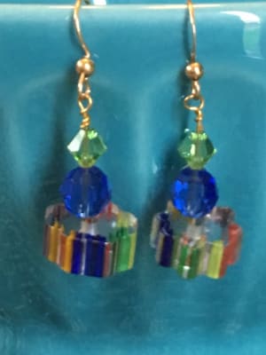 Fly the Rainbow // Beaded Swarovski Crystal Drop Earrings // Blue and Green // Simple and Dainty // Gifts for Wife, Mother, or Friend