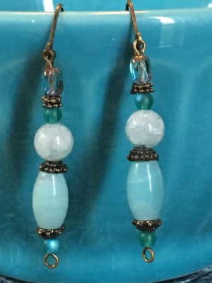 Blue Moon // Earrings // Dangle // Gifts for Her // Bronze // Aquamarine