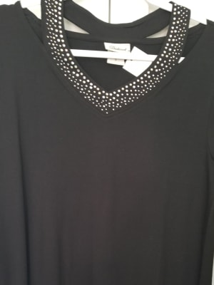 Black Rhinestone embellished Cut-Out Shoulder Tunic