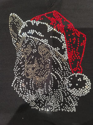 German Shepherd Rhinestone Santa Head