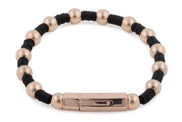 Bead Rose Gold Plated Bracelet-Stainless Steel High Polish