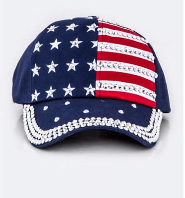 Crystal Embellished US Flag Cap