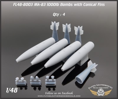 FL48-8003 Mk-83 1000lb bomb with Conical fin (2) - NEW!