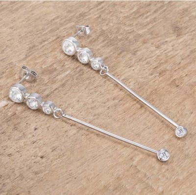 1.2Ct Graduated Rhodium Plated Drop Cubic Zirconia