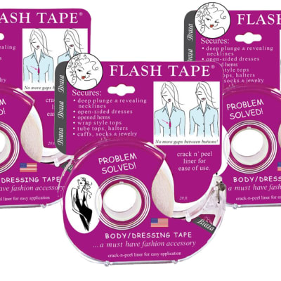 Flash Tape double sided adhesive clothing and body tape. Made in USA