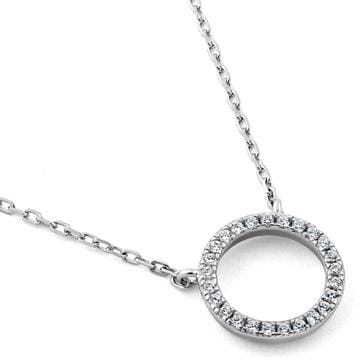 Necklace-Halo Design-CZ Sterling Silver .925