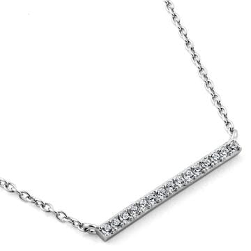 Necklace-Bar Style-Sterling Silver CZ