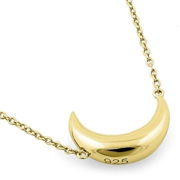 Necklace-Half Moon-Yellow Gold Plating-Sterling Silver .925
