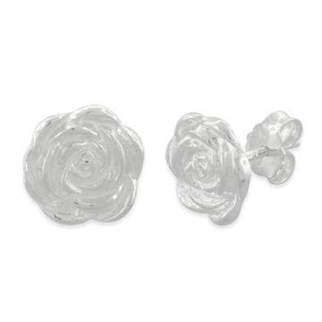 Earrings Rose Stud Design Sterling Silver .925