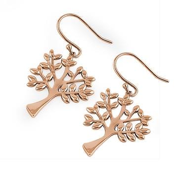 Earrings Tree of Life Rose Gold Plated Sterling Silver .925