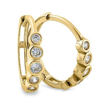 Earrings Hoops 14K Yellow Gold Round CZ