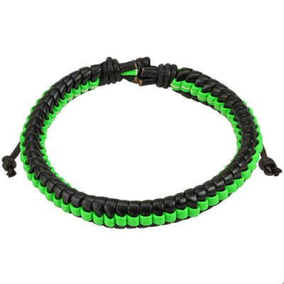Leather Black and Green Weave Design