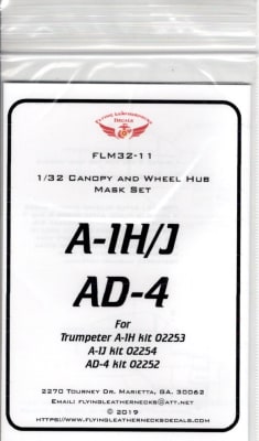 FLM32-11 A-1H/J AD-4 Canopy/Wheel mask for Trumpeter