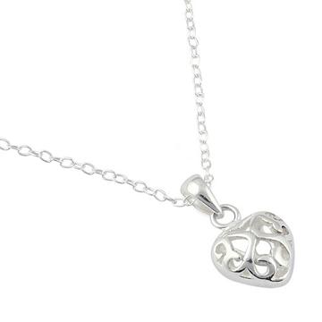 Sterling Silver Curly Heart Design Necklace