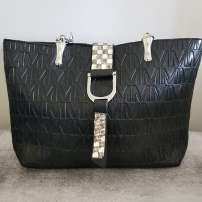 Faux Leather Black MM Tote