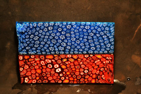 #297 PAIR OF MILLIFIORI GLASS SLABS