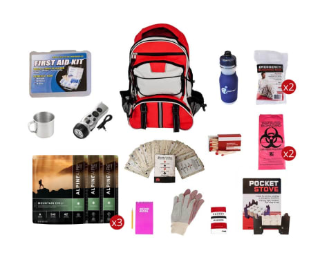 Food Storage Survival Kit Red Backpack