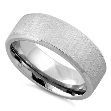 Stainless Steel-Beveled Brush Finish Ring Band