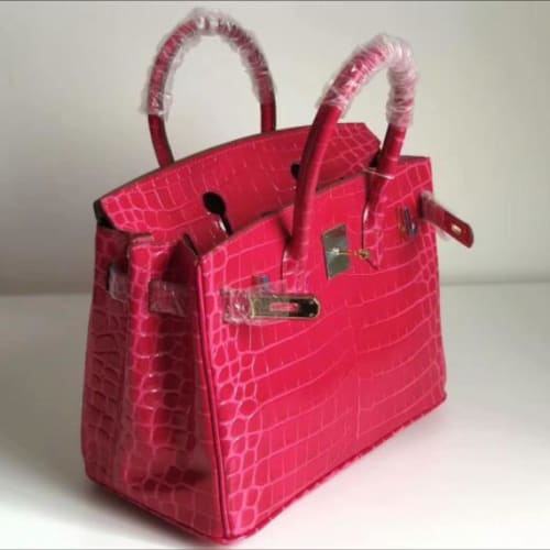 Pink Hermes Crocodile Leather Berkin Bag Specifications: High