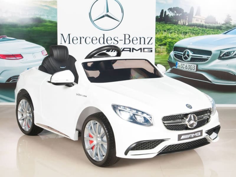 white mercedes ride on car