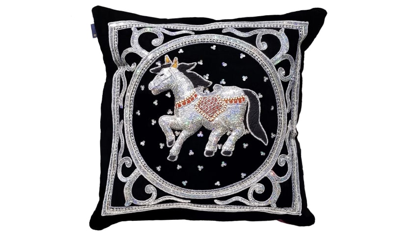 horse sequin pillow