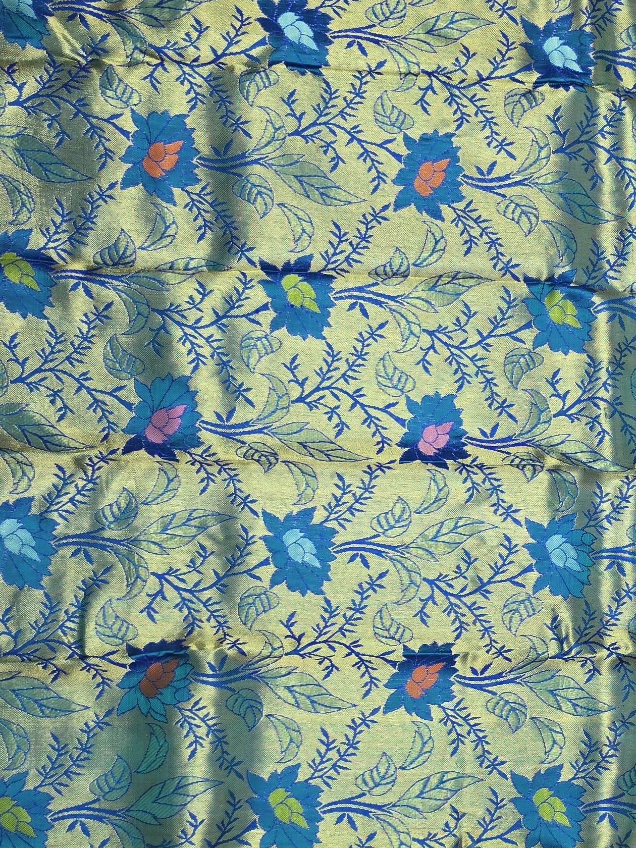 Handloom Peacock Blue Silk Saree thumbnail 3