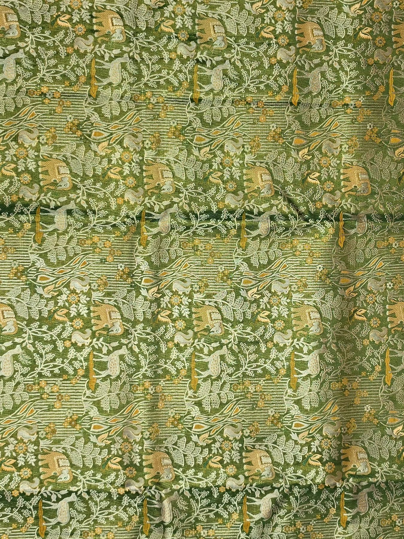 Handloom Moss Green Silk Saree — view 3