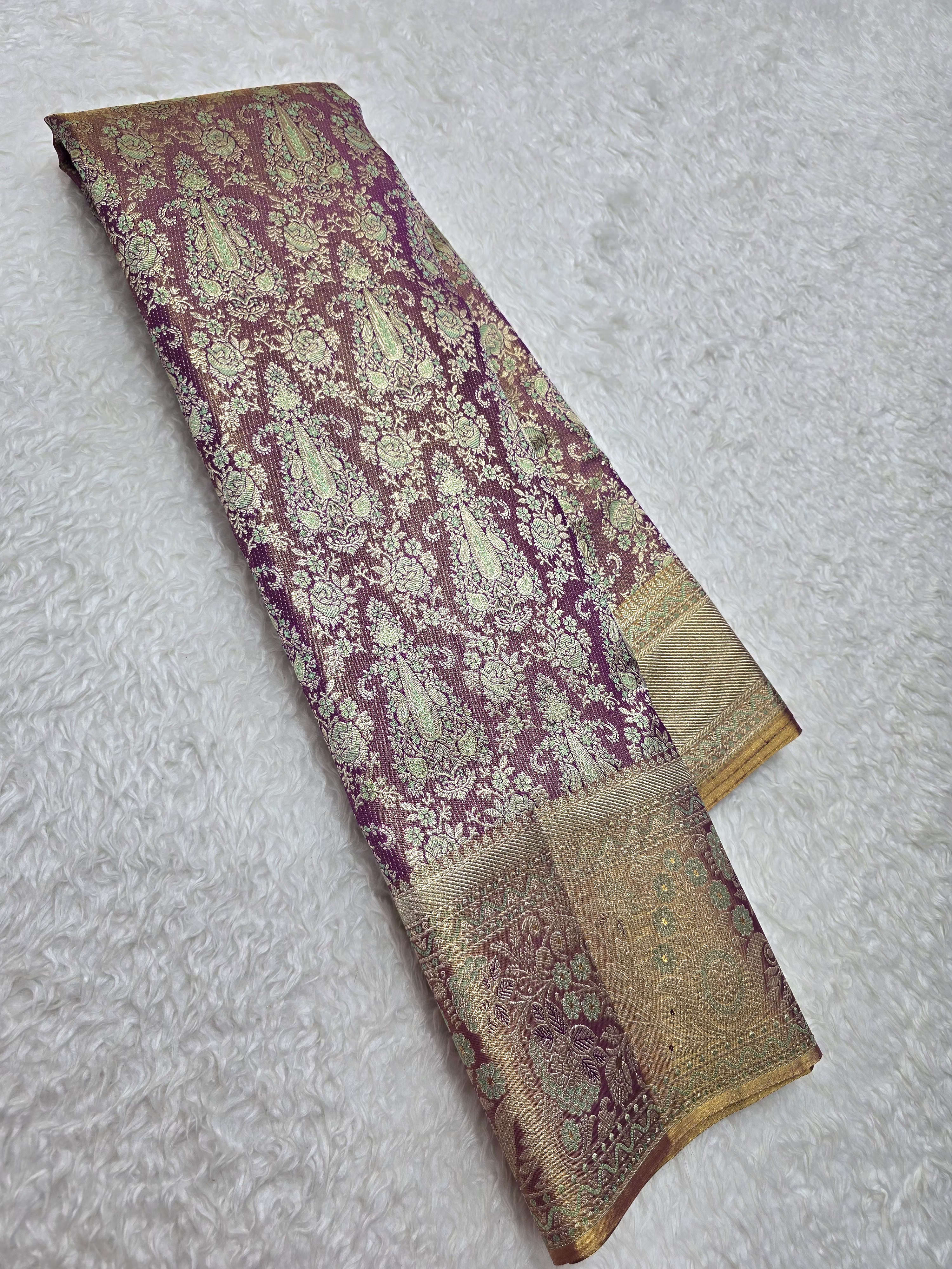 Handloom Magenta Silk Saree — view 2