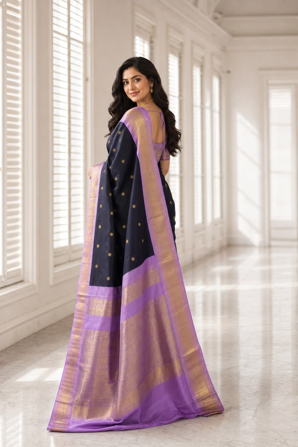 Handloom Light Lavender Silk Saree thumbnail 2