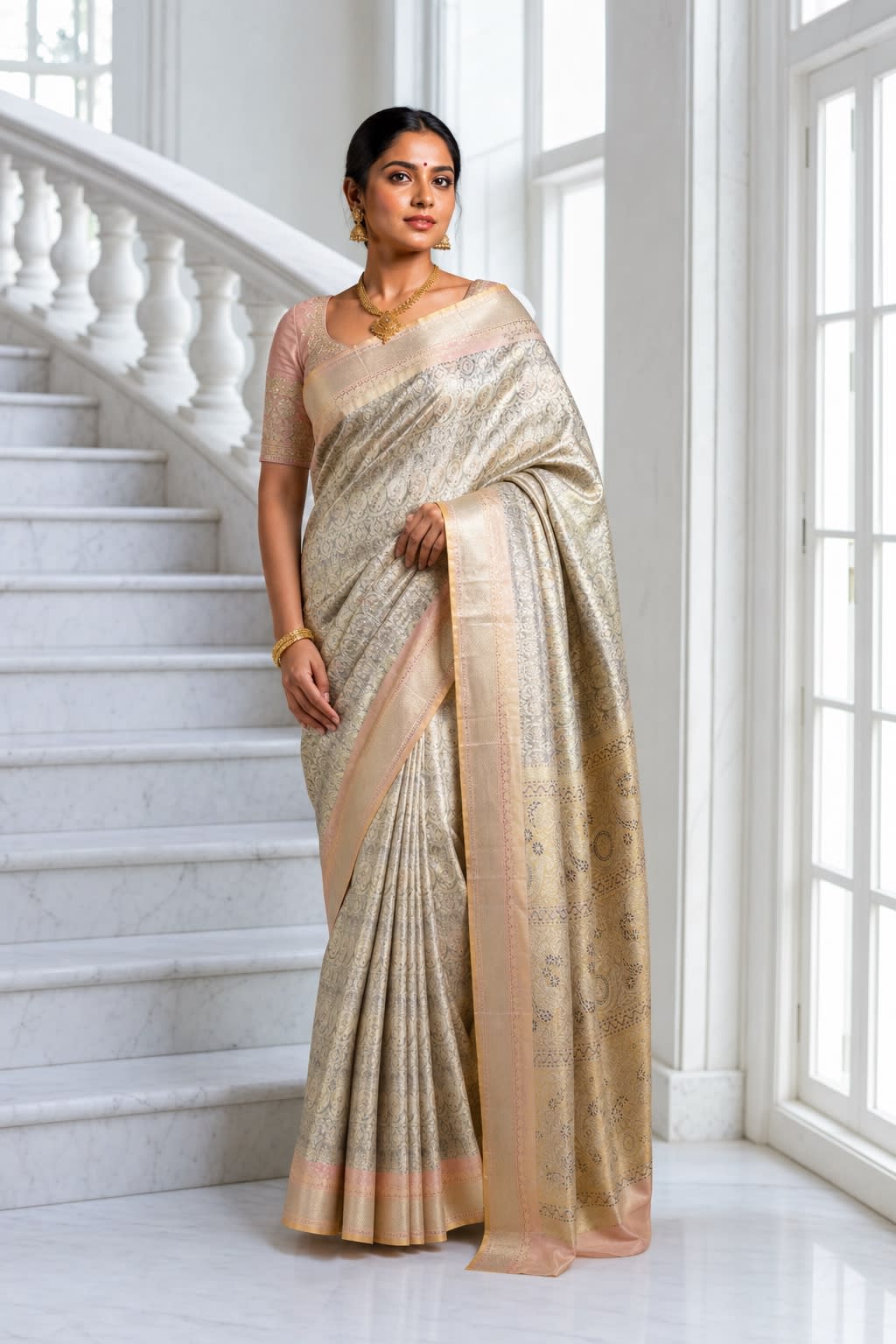 Handloom Darkish Grape Silk Saree thumbnail 1