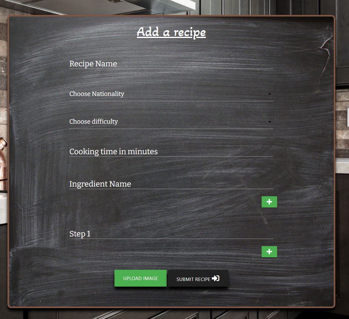 Add Recipe Page Add Recipe page
