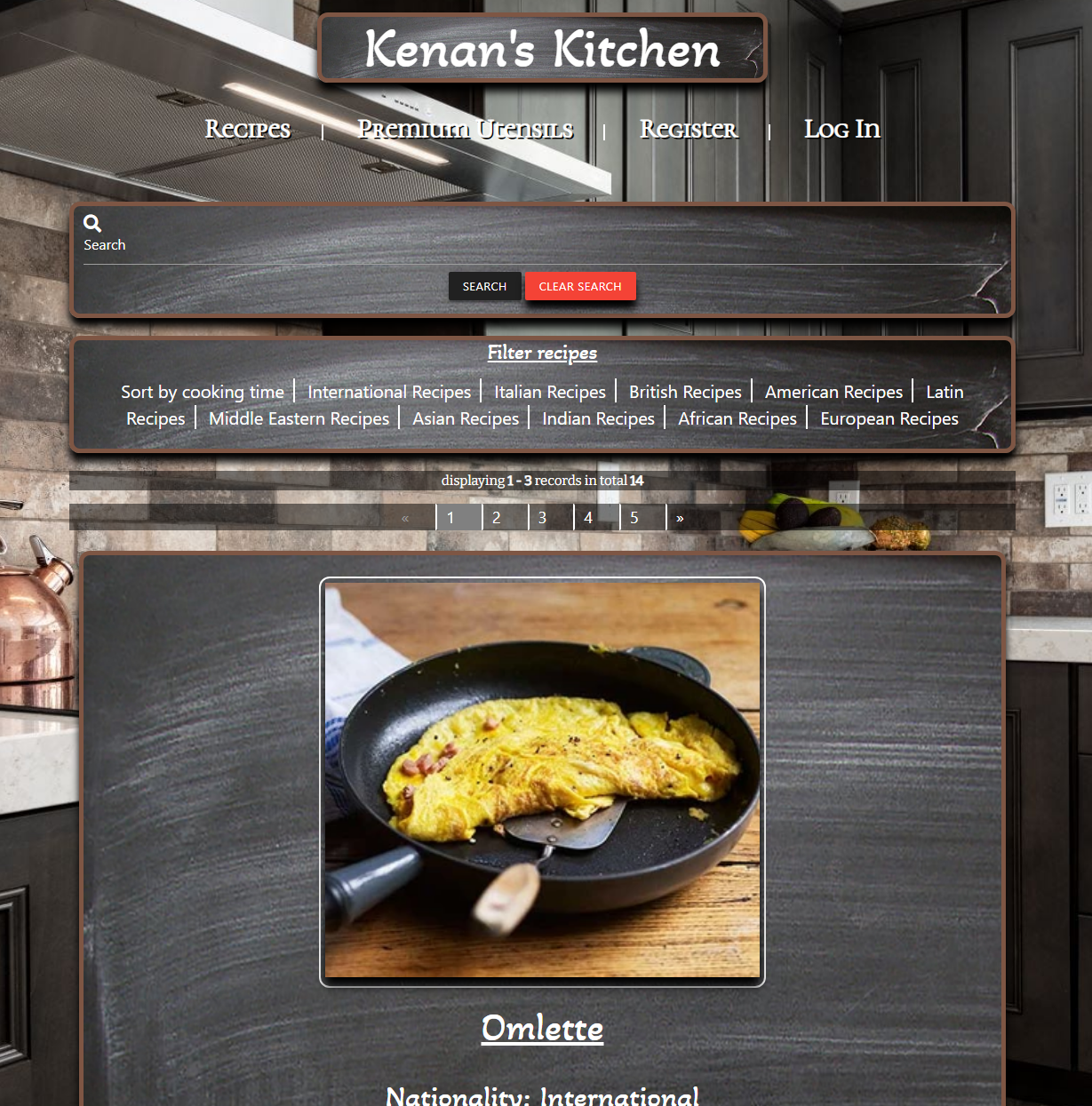 Recipes(Home) Page Recipe page