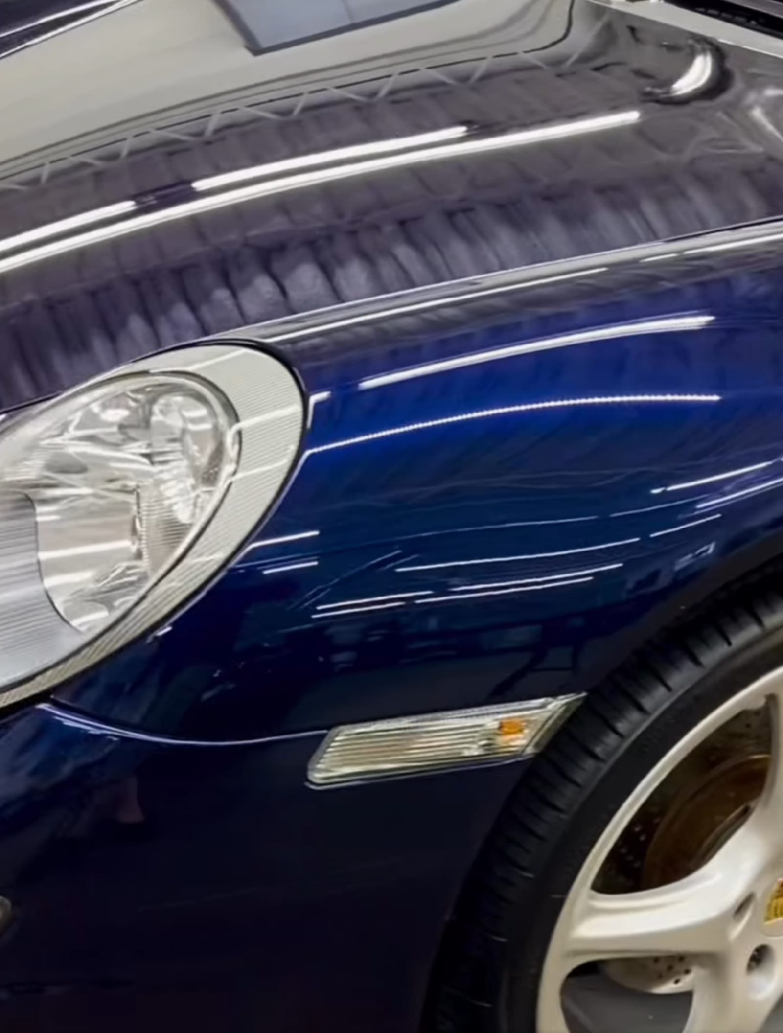 Blue coupe after paint correction in Northeast Ohio with strong gloss