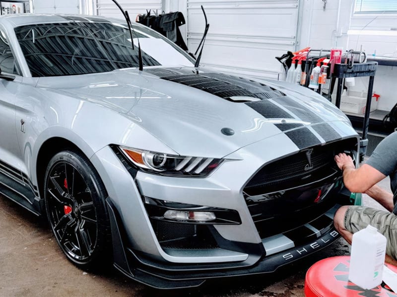 Expert PPF installation by JayClean owner on Mustang Stow Ohio auto detailing