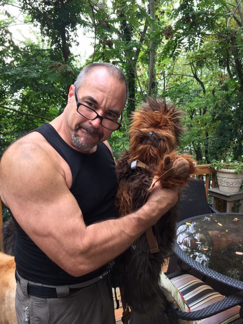 Jay with Star Wars memorabilia