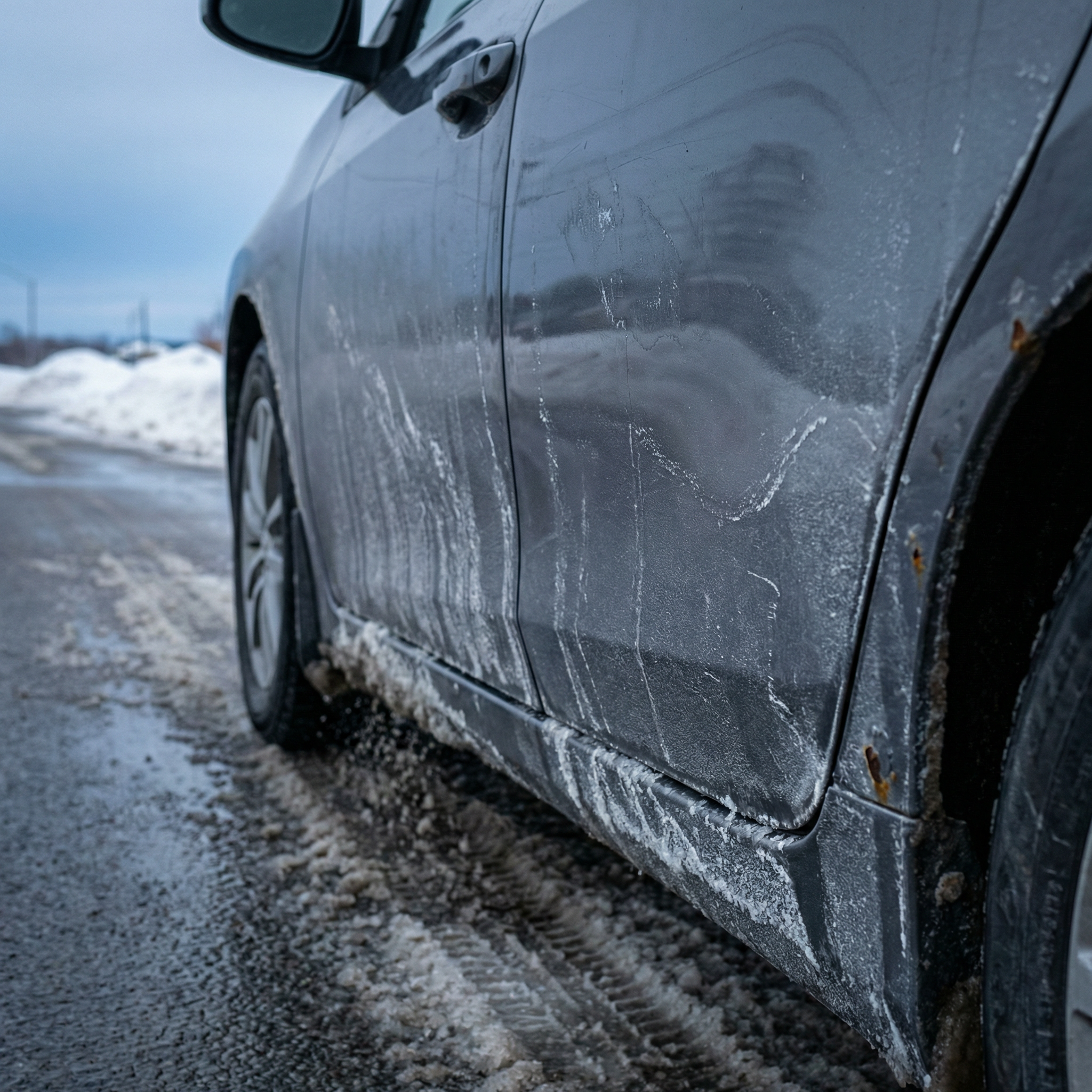 Paint deterioration from Ohio winter road salt and snow