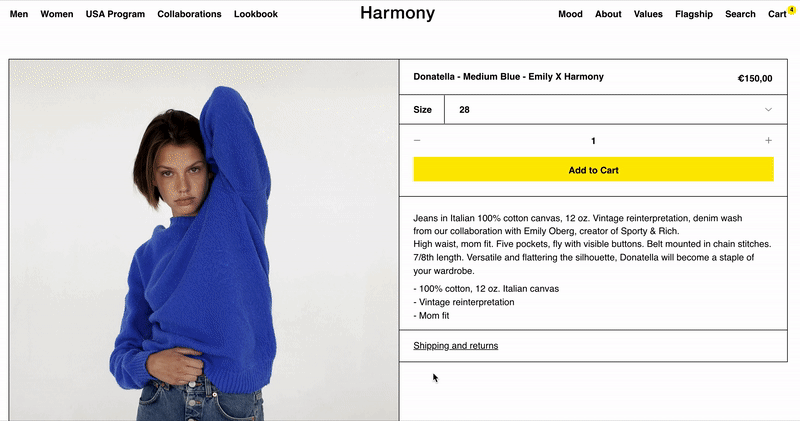 Images scrolling in product page