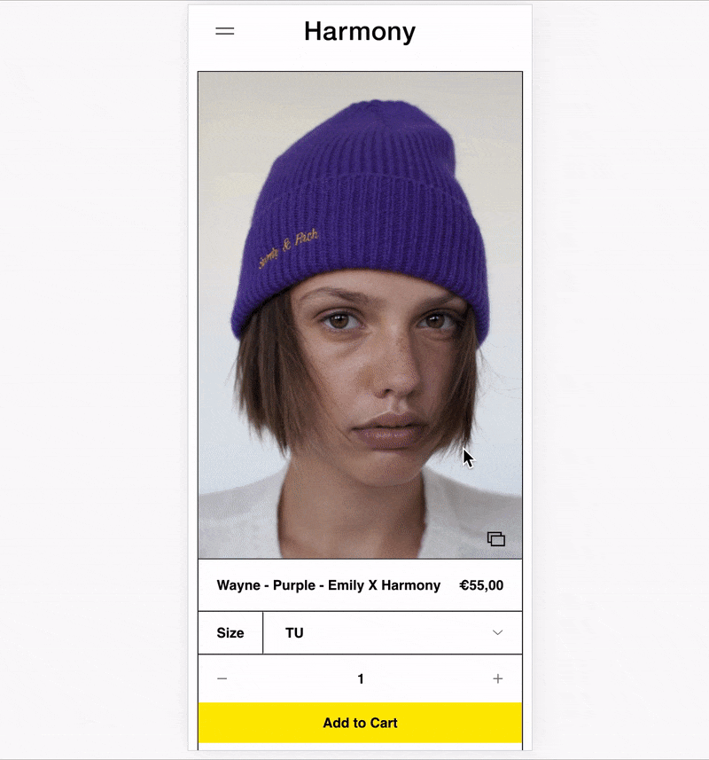 Mobile product page swipe feature