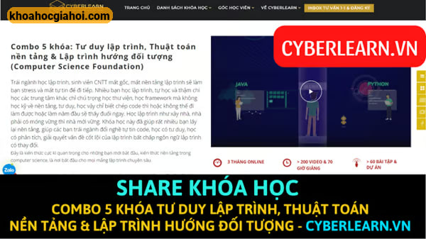 Combo 5 Khóa Tư Duy Lập Trình, Thuật Toán Nền Tảng & Lập Trình Hướng Đối Tượng Cyberlearn