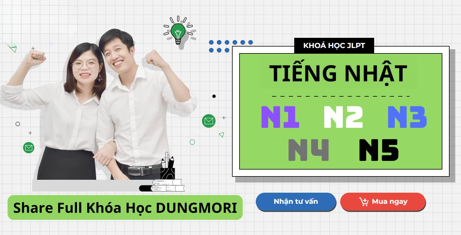 share khóa học Dungmori Combo Tiếng Nhật Từ N1 đến N5