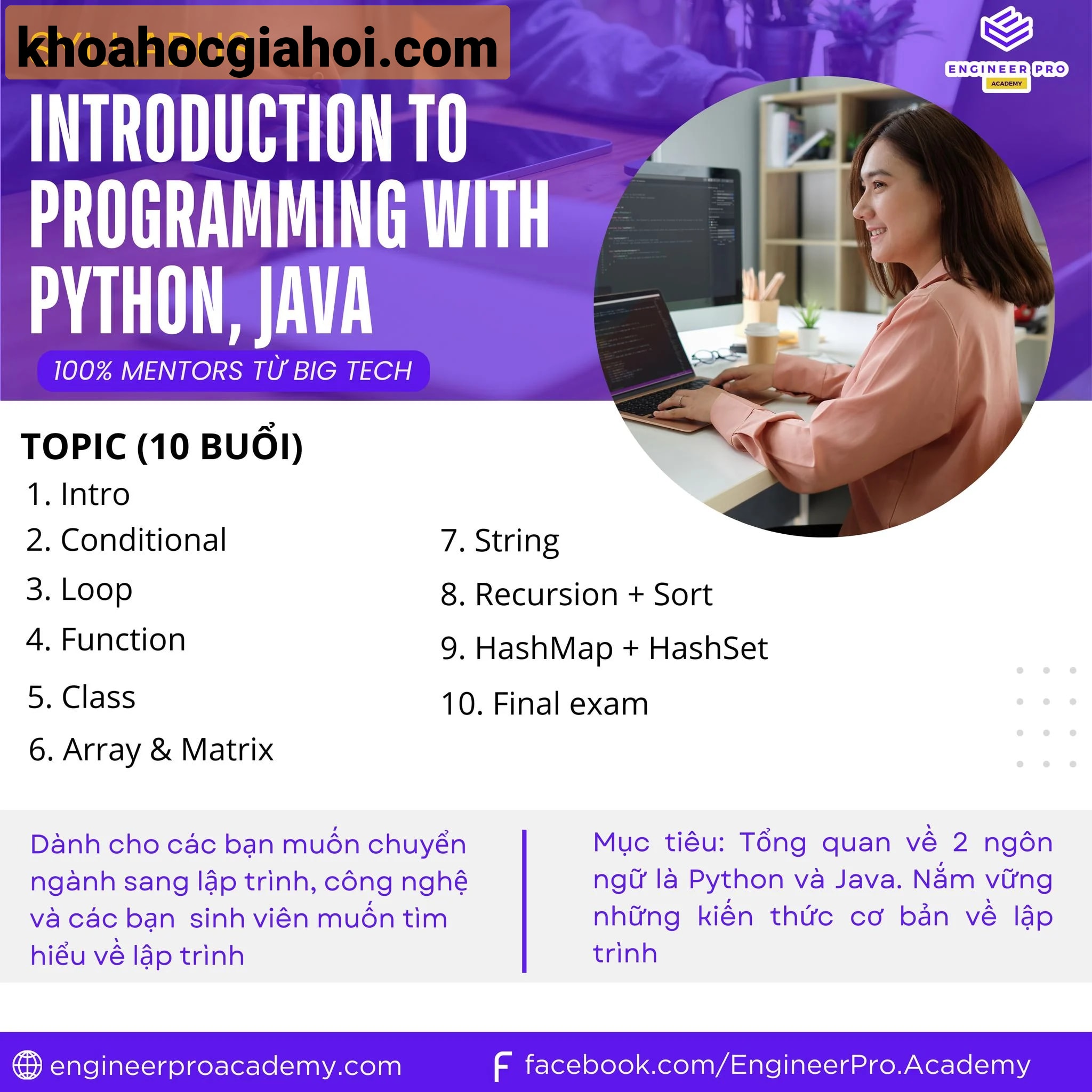 Khóa Học Introduction To Programming With Python, Java Dành Cho Người Mới Big Tech Cùng Engineer Pro