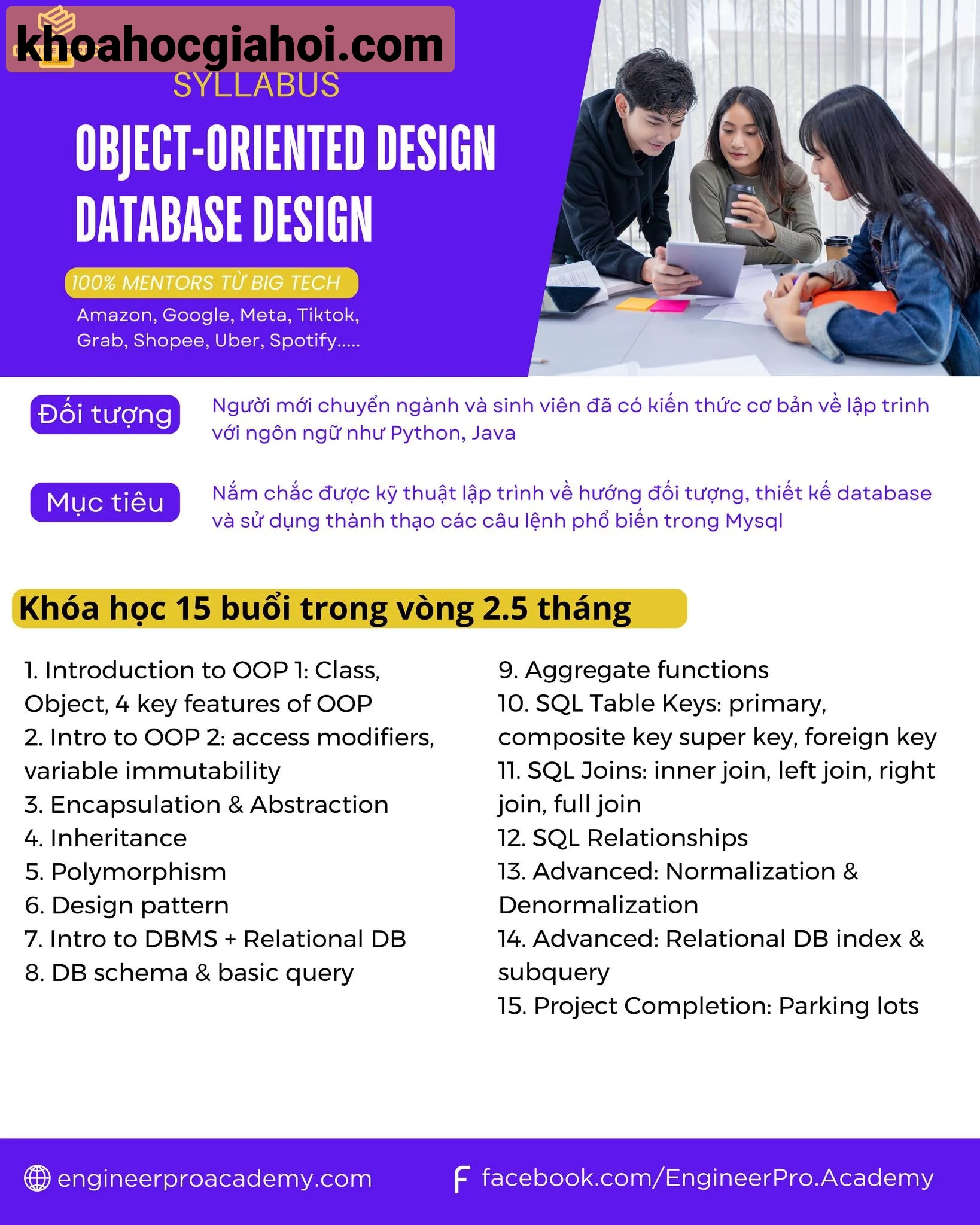 Khóa Học Object - Oriented Design + Database Design Cùng Engineer Pro