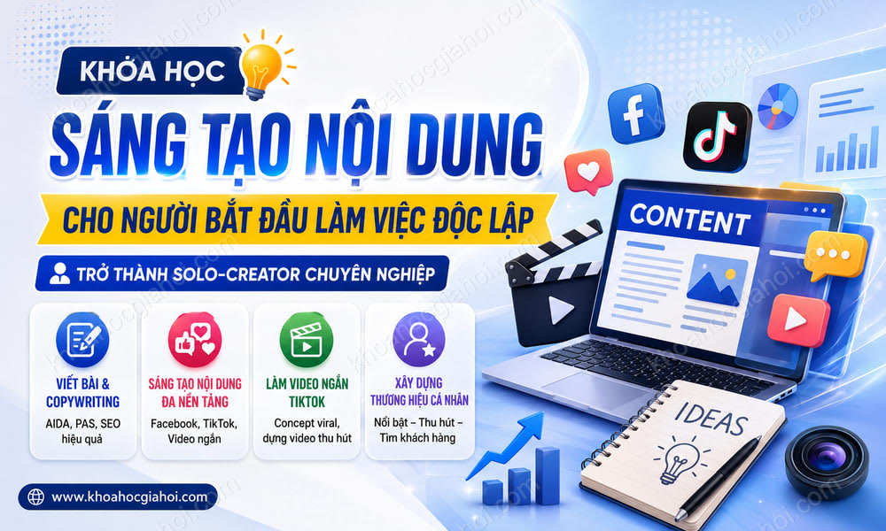 Khóa Học Sáng Tạo Nội Dung Cho Người Bắt Đầu Làm Việc Độc Lập