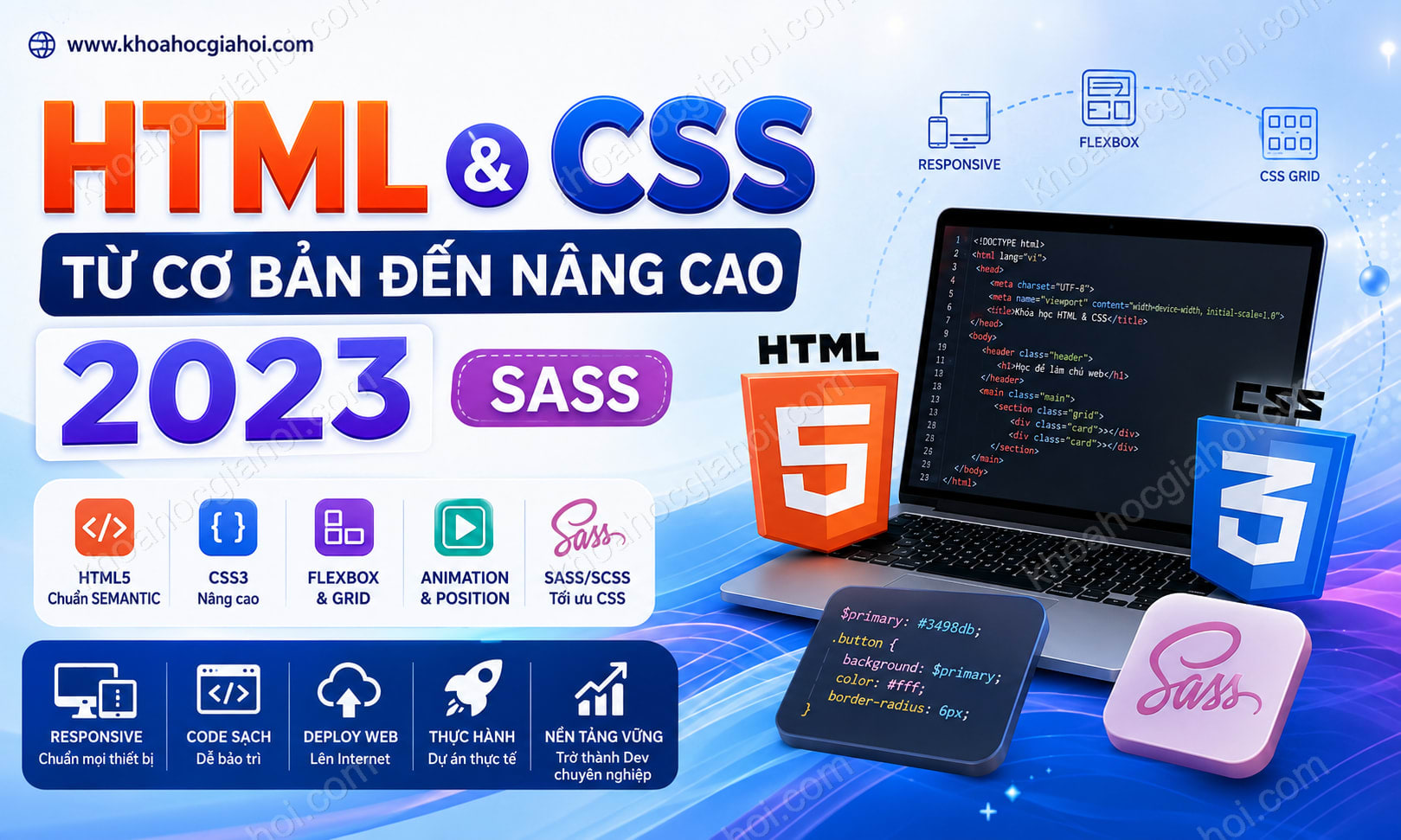 Khóa Học Html Css Từ Cơ Bản Đến Nâng Cao 2023 (SASS)