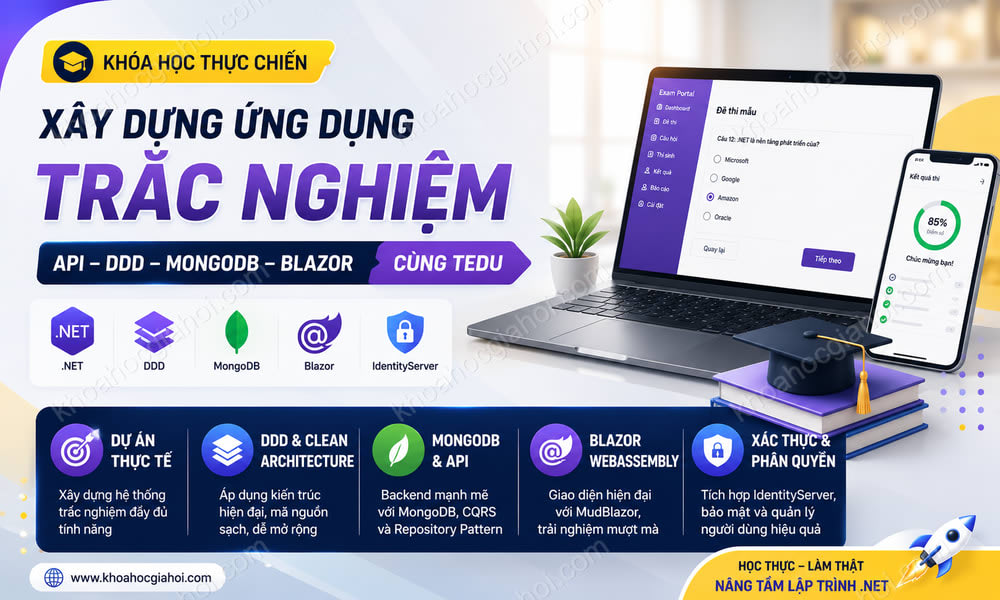 Khóa Học Phát Triển Ứng Dụng Trắc Nghiệm Sử Dụng Api Ddd, Mongodb Và Blazor Cùng Tedu