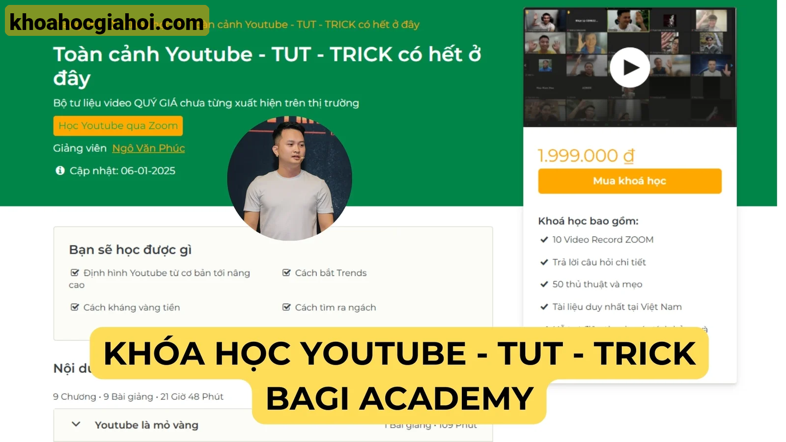 Khóa Học Toàn Cảnh Youtube – Tut – Trick Có Hết Ở Đây Cùng Bagi Academy