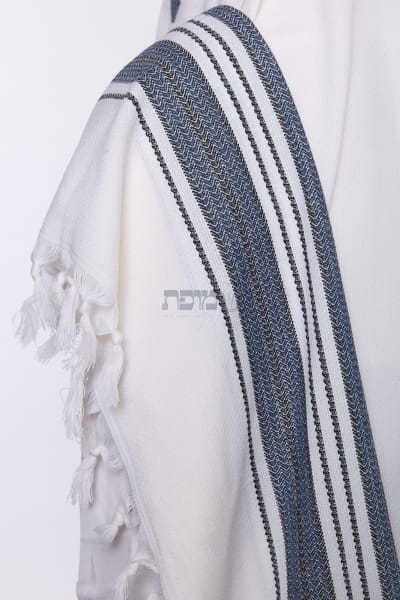 טלית צמר דגם הללוי-ה — שחור כחול